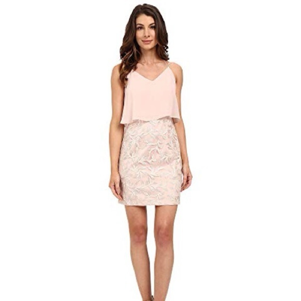 Aidan by Aidan Mattox Blush Pink Cocktail Dress Chiffon Embellished - Size 10
